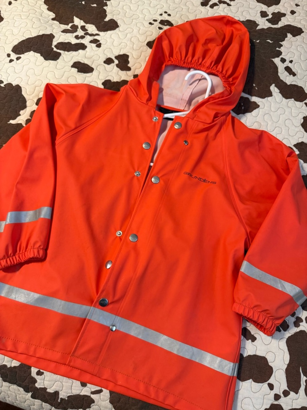 Grundéns Kids High-Visibility Orange Raincoat with Hood